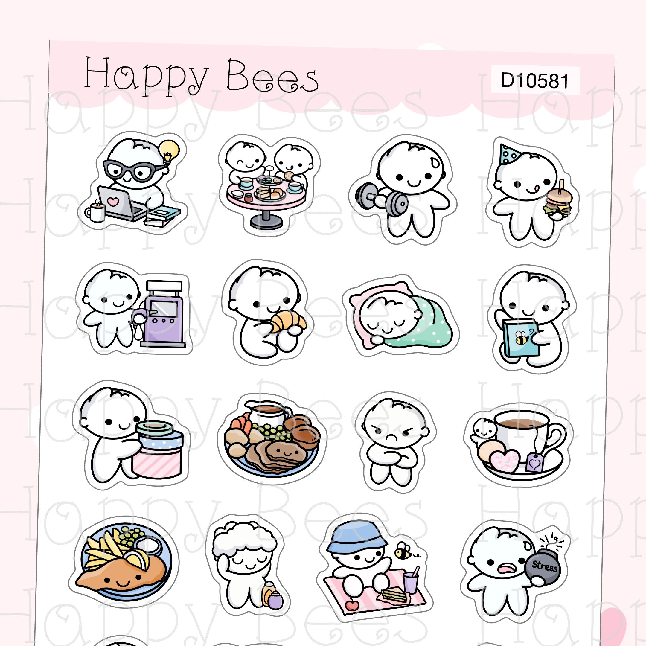 1 Year Anniversary Sampler - Cute Doodles Journal Planner Stickers D10581