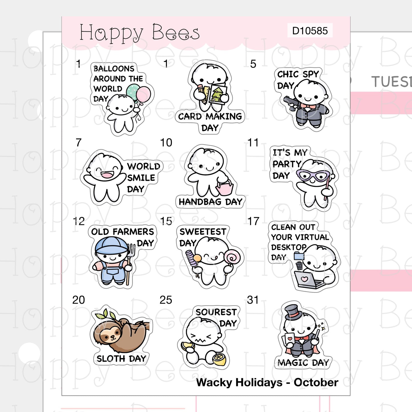 Wacky Holiday Doodles / July to December 2023 - Cute Journal Planner Stickers