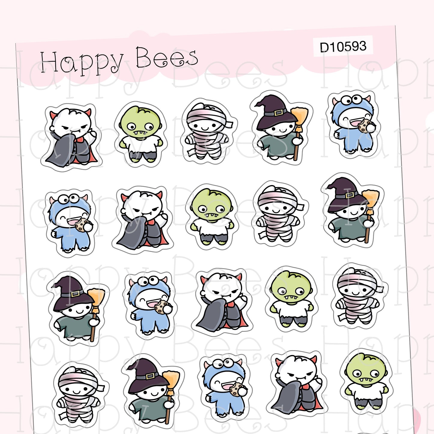 Monster Doodles - Cute Halloween Fall Autumn Planner Stickers D10593