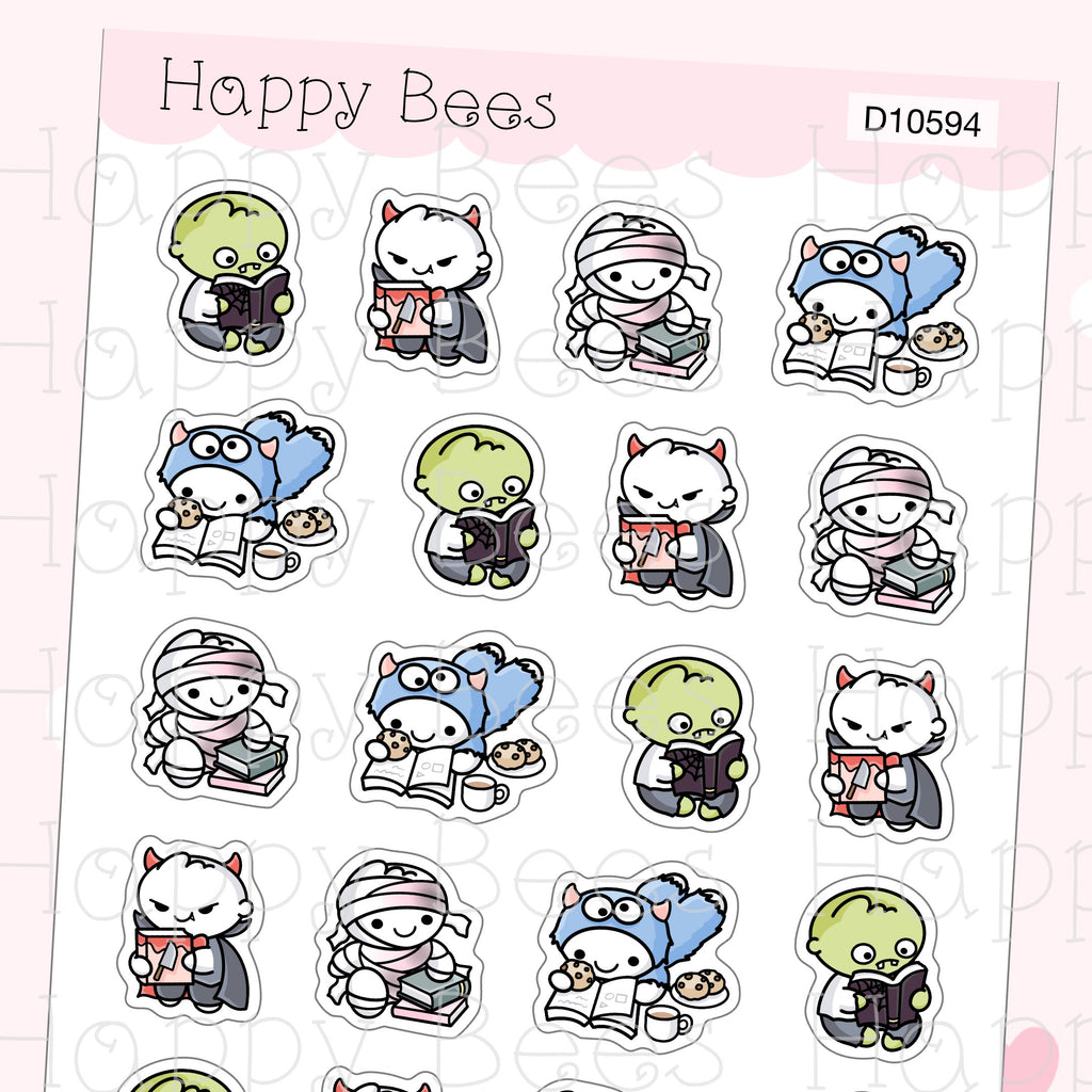 Halloween Reading Doodles - Cute Fall Autumn Planner Stickers D10594