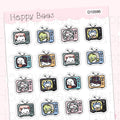 Halloween TV Doodles - Cute Fall Autumn Planner Stickers D10596
