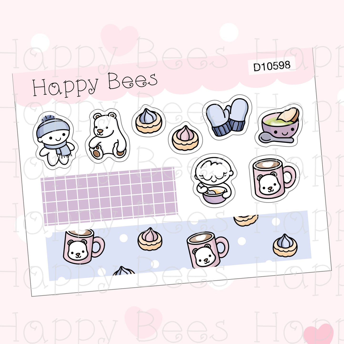 Winter Deco Sheet - Cute Doodles Planner Stickers D10598