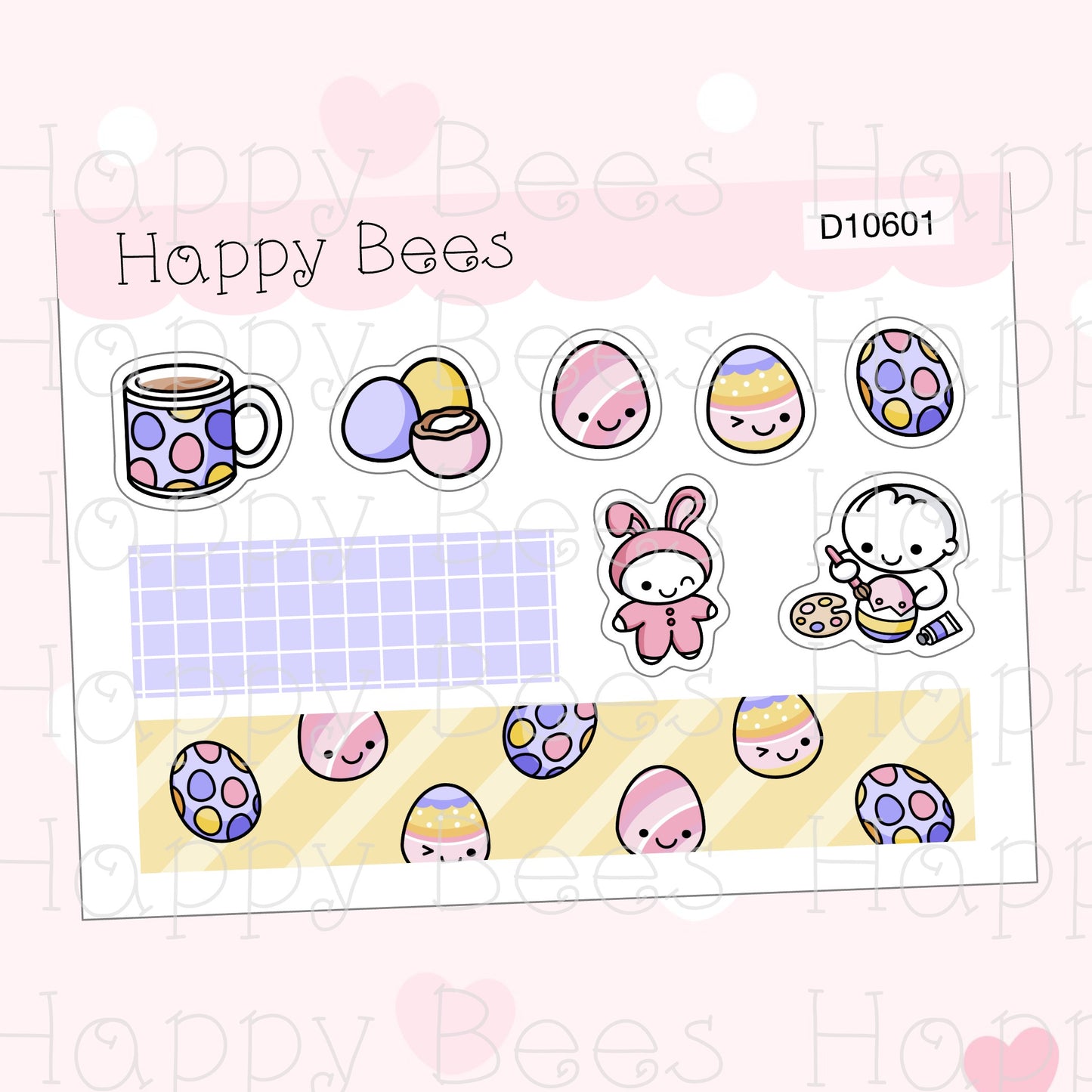 Easter Deco Sheet - Cute Doodles Planner Stickers D10601