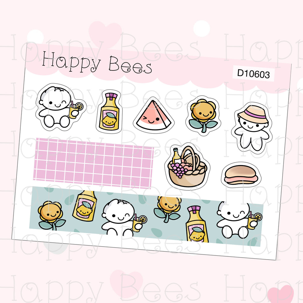 Picnic Deco Sheet - Cute Doodles Planner Stickers D10603