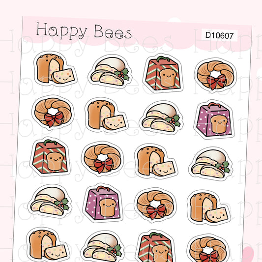 Christmas Bread Doodles - Cute Winter Holiday Planner Stickers D10607