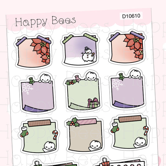 Christmas Sticky Notes & Memos Vol. 2 - Cute Doodles Winter Holiday Planner Stickers D10610