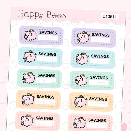 Piggy Bank Savings Tracker Boxes - Hobonichi Cousin Cute Money Planner Stickers D10611