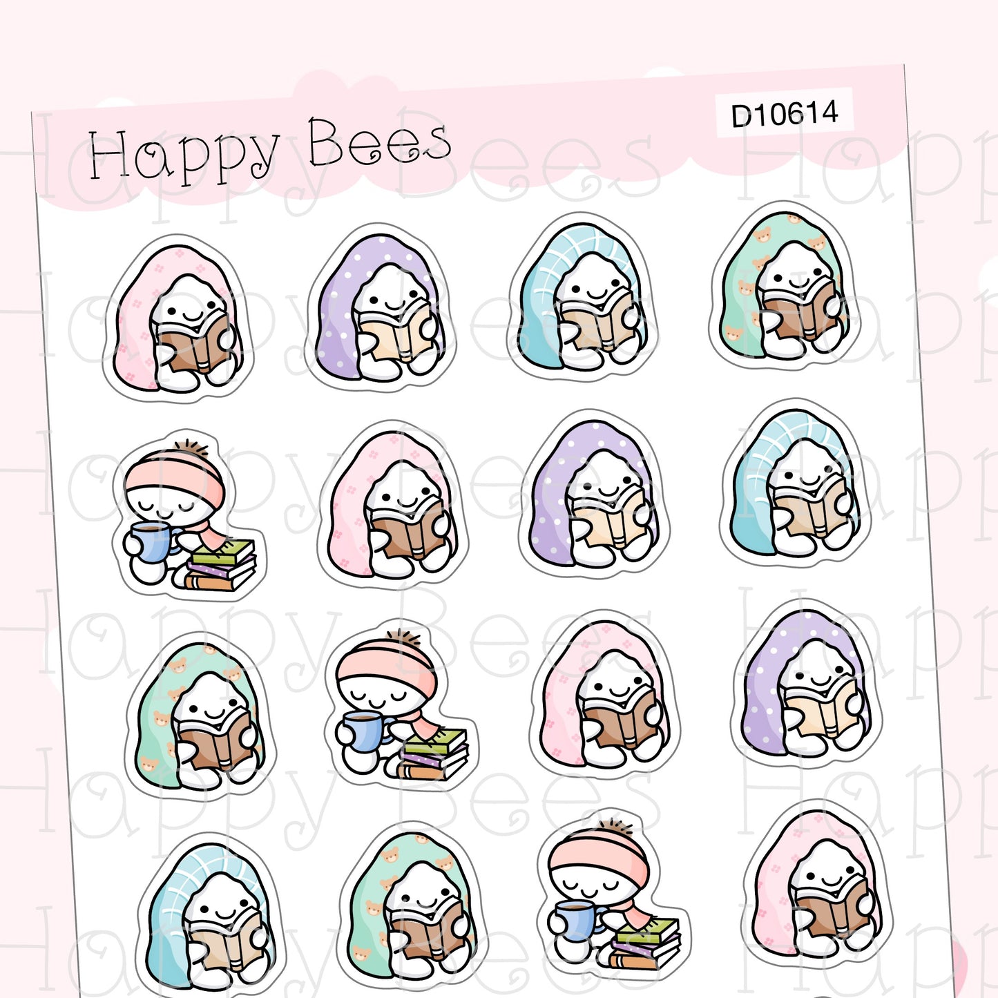 Cozy Reading Doodles - Cute Book Planner Stickers D10614
