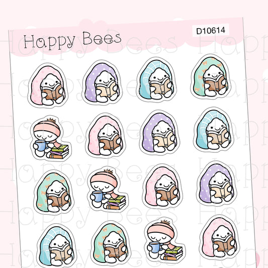 Cozy Reading Doodles - Cute Book Planner Stickers D10614