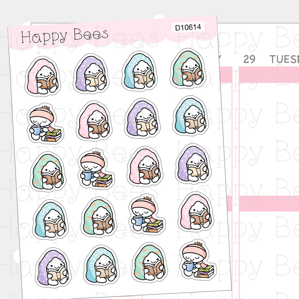 Cozy Reading Doodles - Cute Book Planner Stickers D10614