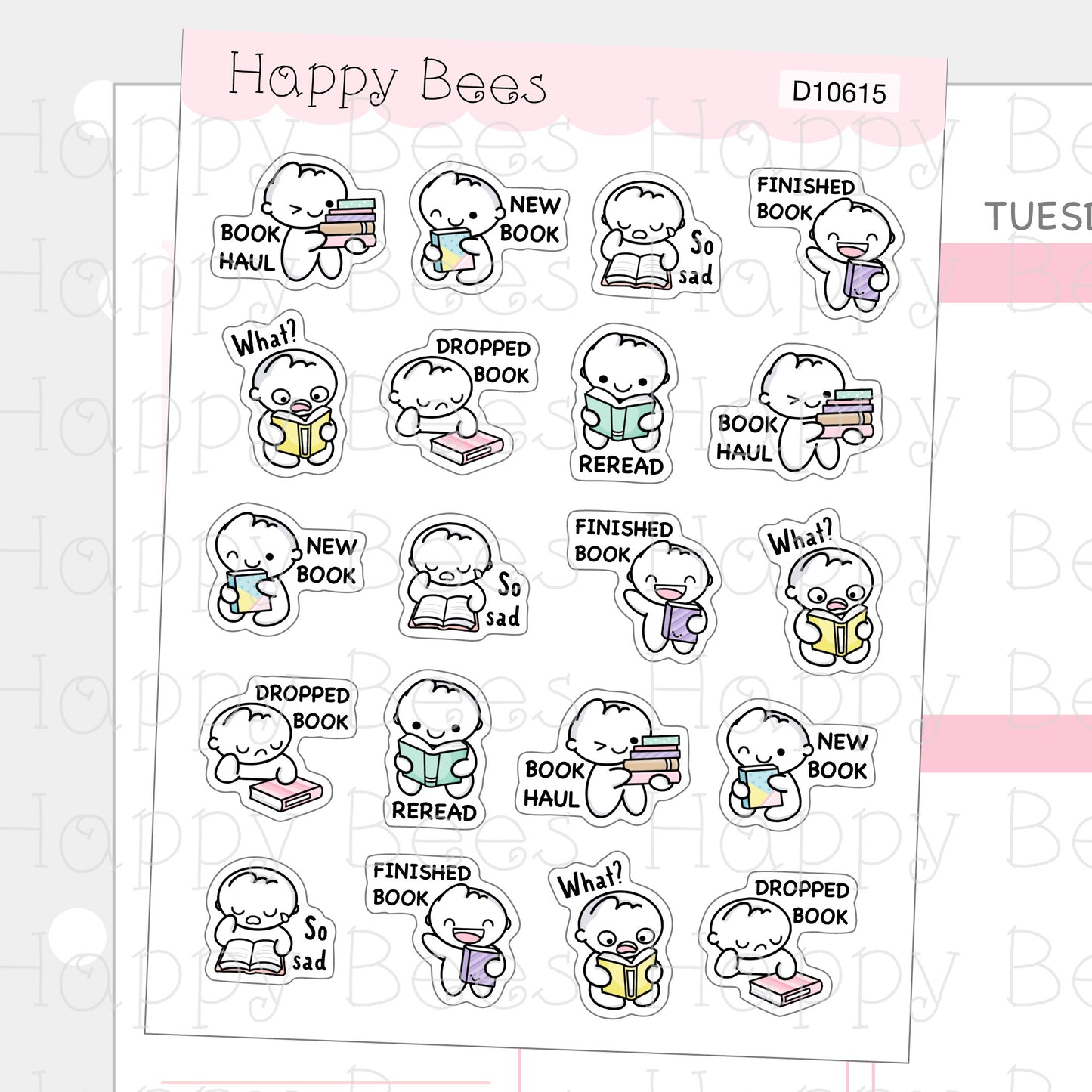 Reading Bucket List - Cute Doodles Book Planner Stickers D10615