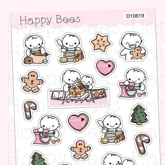 Christmas Baking Deco Sheet - Cute Doodles Winter Holiday Journal Planner Stickers D10619