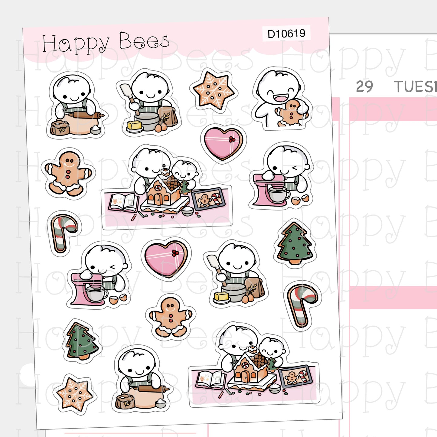 Christmas Baking Deco Sheet - Cute Doodles Winter Holiday Journal Planner Stickers D10619