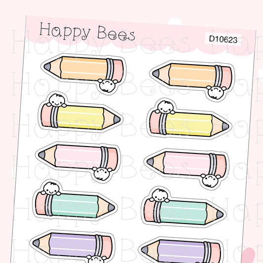 Pencil Label Doodles - Functional Cute Planner Stickers D10623