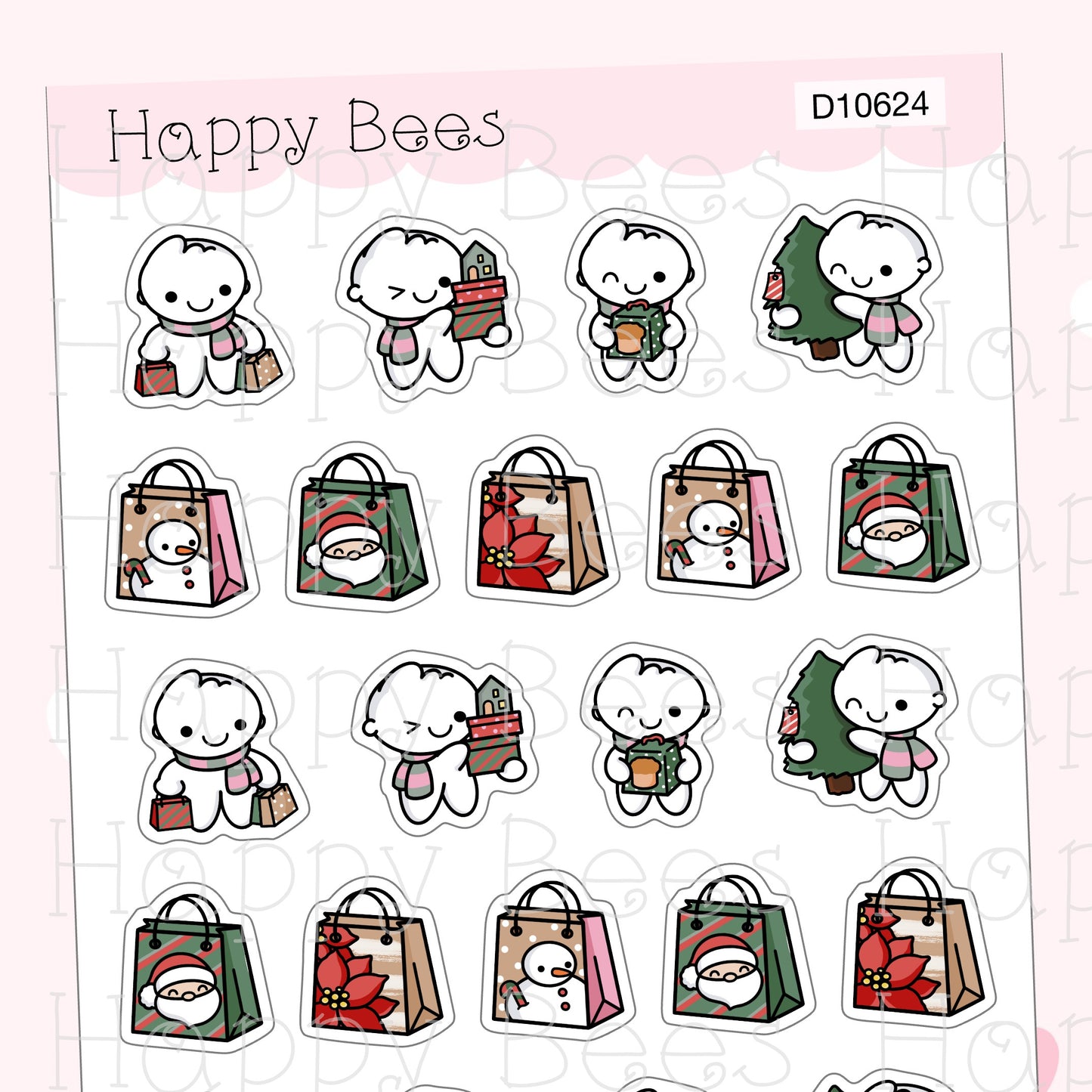 Christmas Shopping Doodles - Cute Winter Holiday Planner Stickers D10624