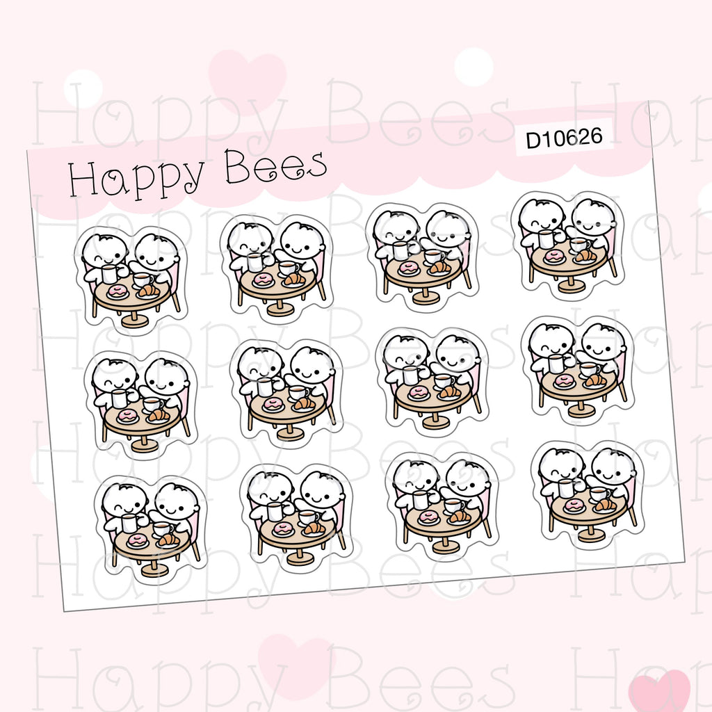 Cafe Time Doodles - Cute Journal Planner Stickers D10626