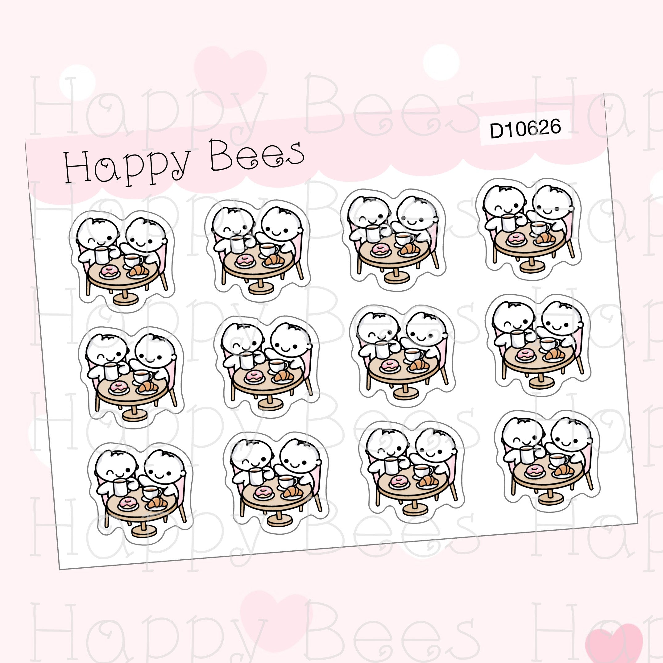 Cafe Time Doodles - Cute Journal Planner Stickers D10626