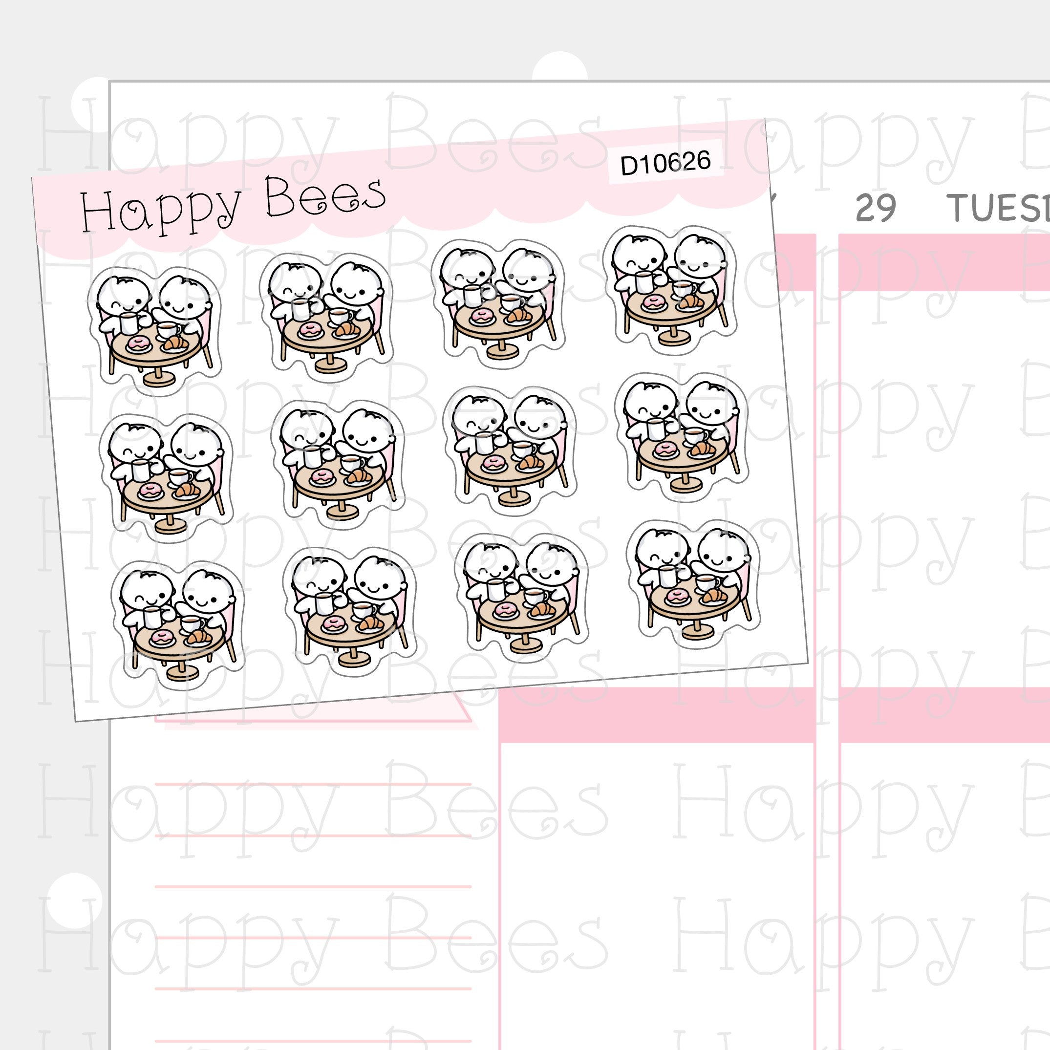 Cafe Time Doodles - Cute Journal Planner Stickers D10626