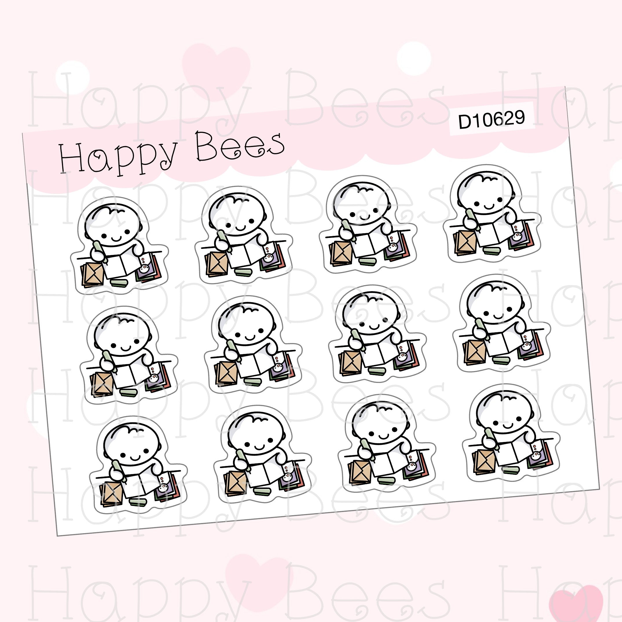 Christmas Card Writing Doodles - Cute Journal Planner Stickers D10629