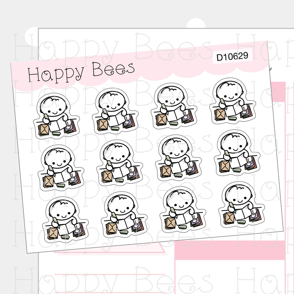 Christmas Card Writing Doodles - Cute Journal Planner Stickers D10629