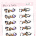 Coffee Doodle Headers - Cute Drinks Cafe Hobonichi Cousin Planner Stickers D10633