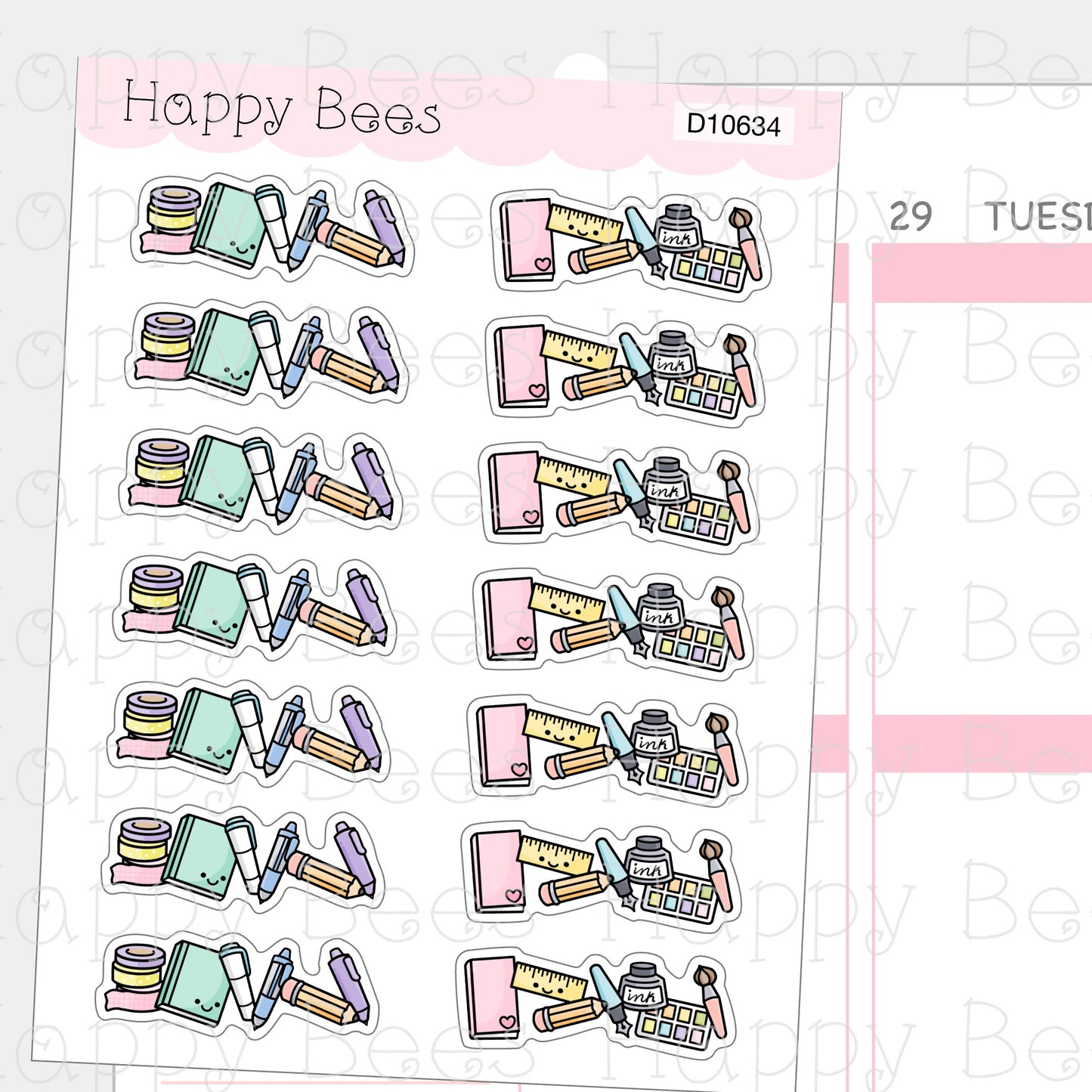 Planning Doodle Headers - Cute Stationery Hobonichi Cousin Planner Stickers D10634