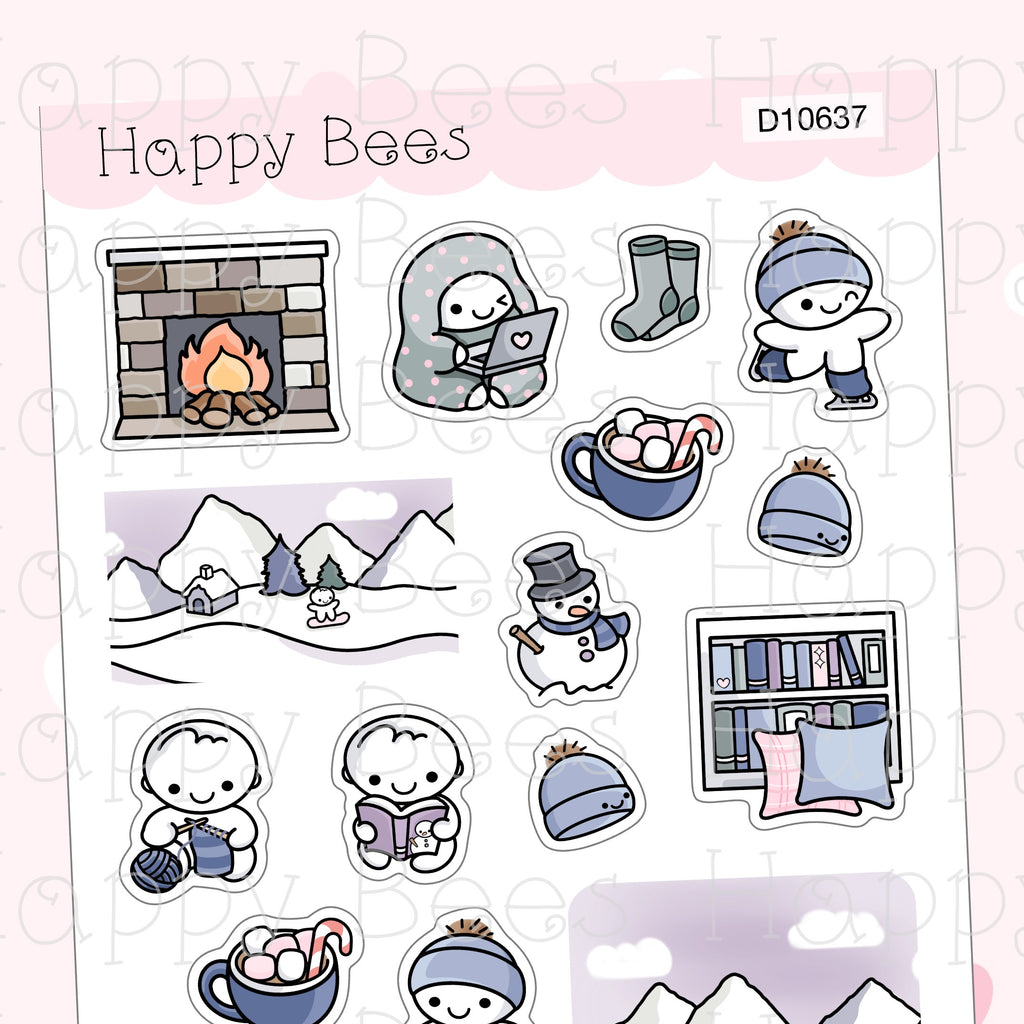 Winter Wonderland Deco Sheet - Cute Doodles Journal Planner Stickers D10637