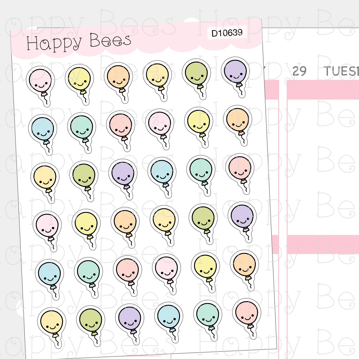 Balloon Doodles - Cute Celebration Functional Planner Stickers D10639