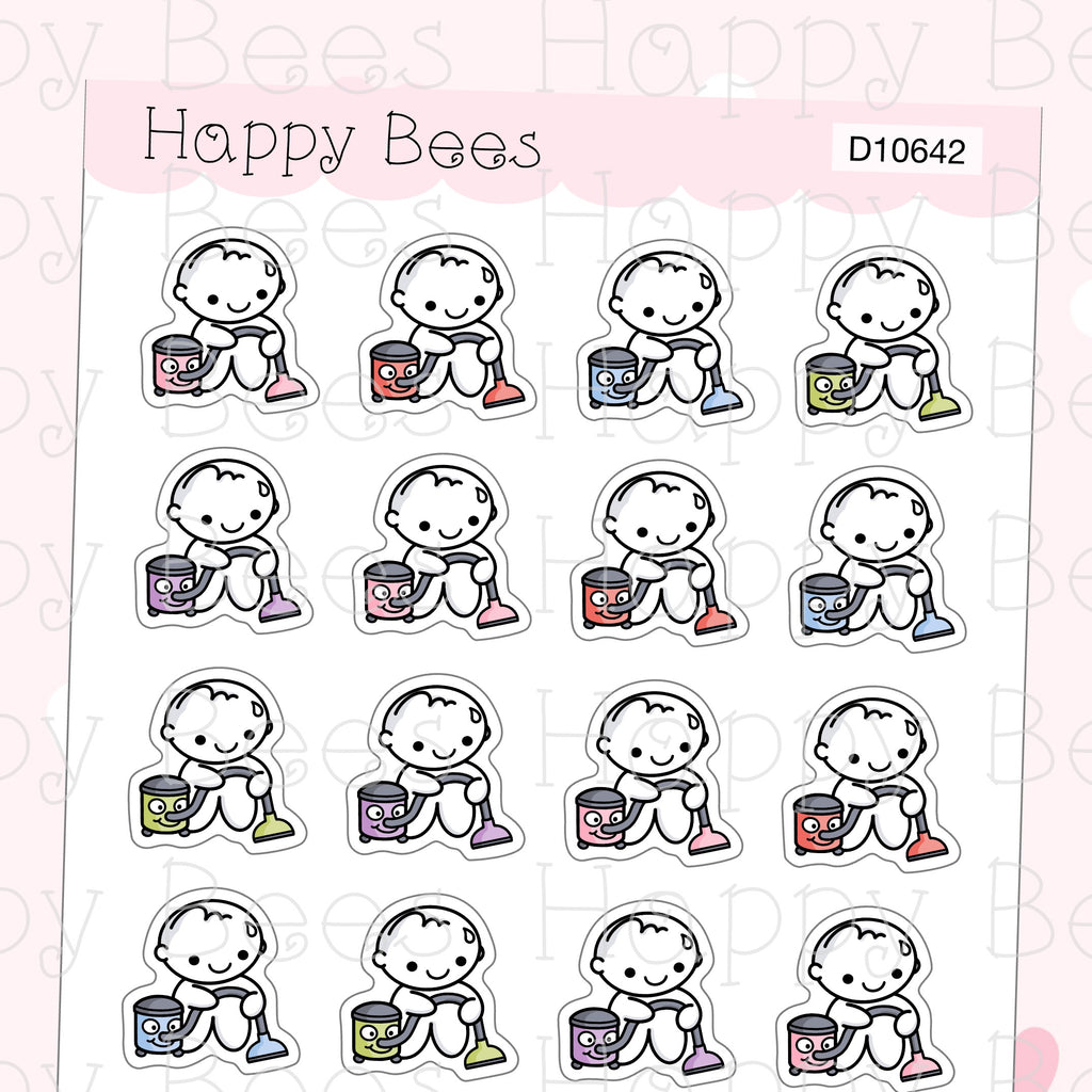 Vacuuming Doodles - Cute Chores Household Planner Stickers D10642