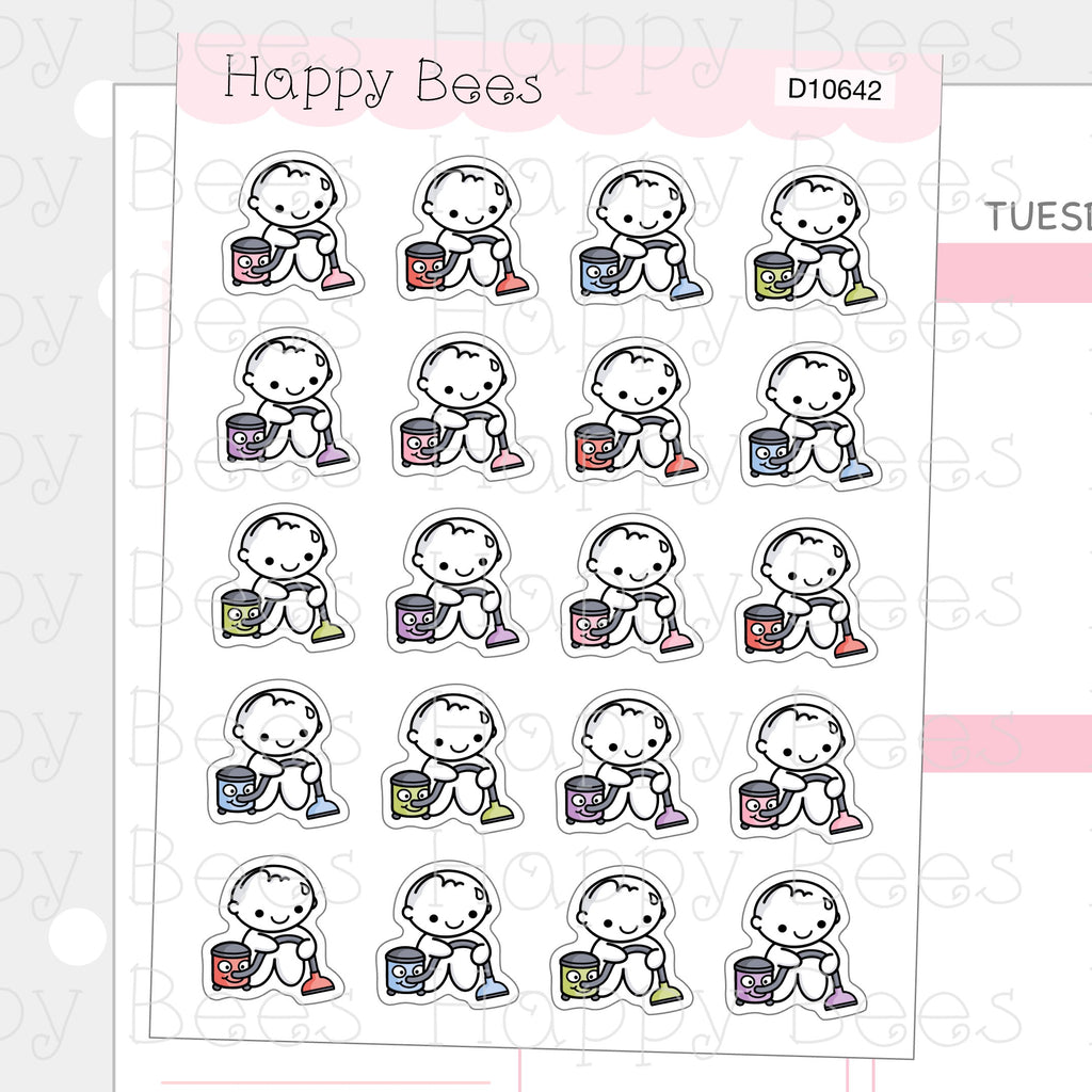 Vacuuming Doodles - Cute Chores Household Planner Stickers D10642