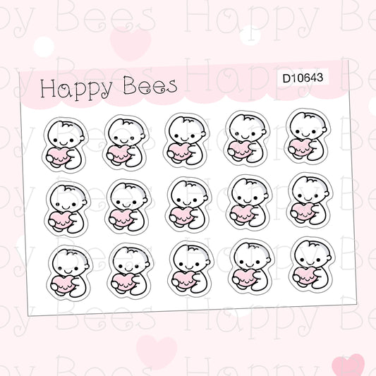 Happy Moment Doodles - Cute Heart Planner Stickers D10643