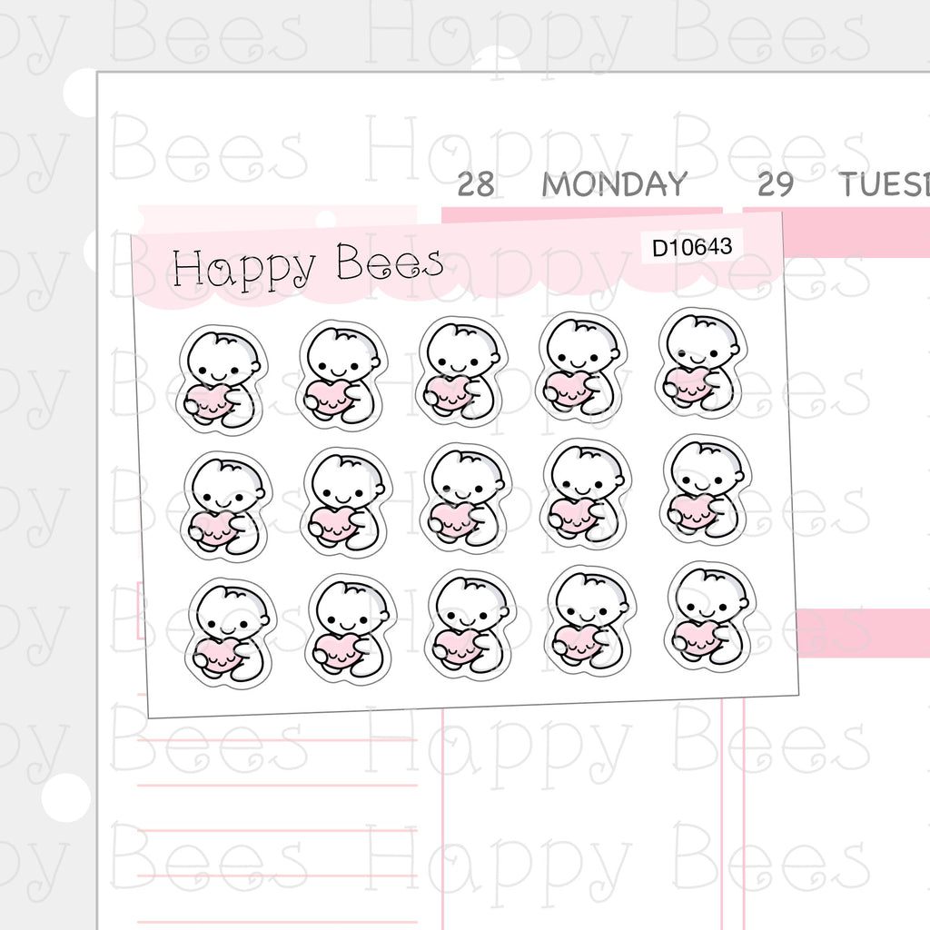 Happy Moment Doodles - Cute Heart Planner Stickers D10643