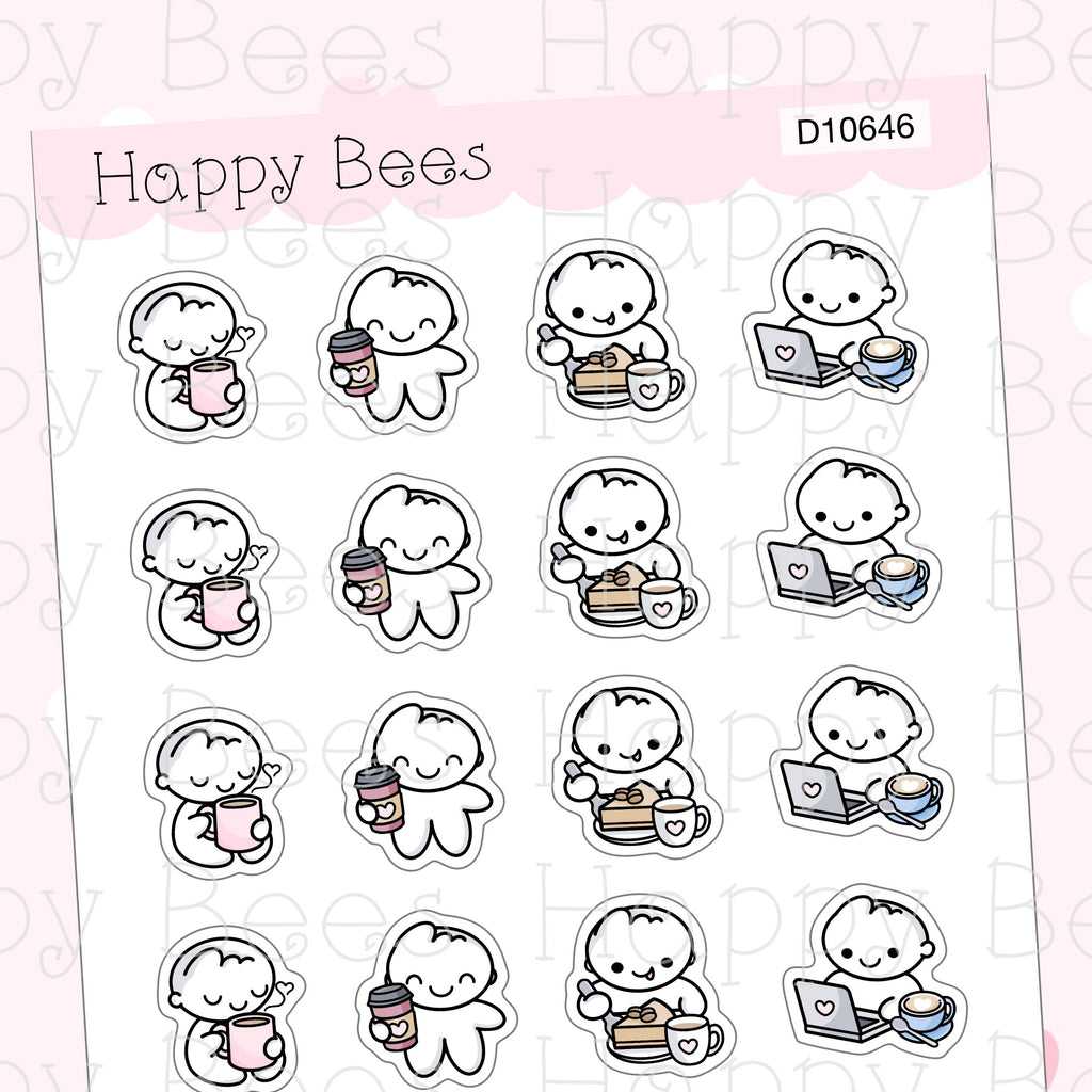 Coffee Lovers Doodles - Cute Cafe Drinks Planner Stickers D10646