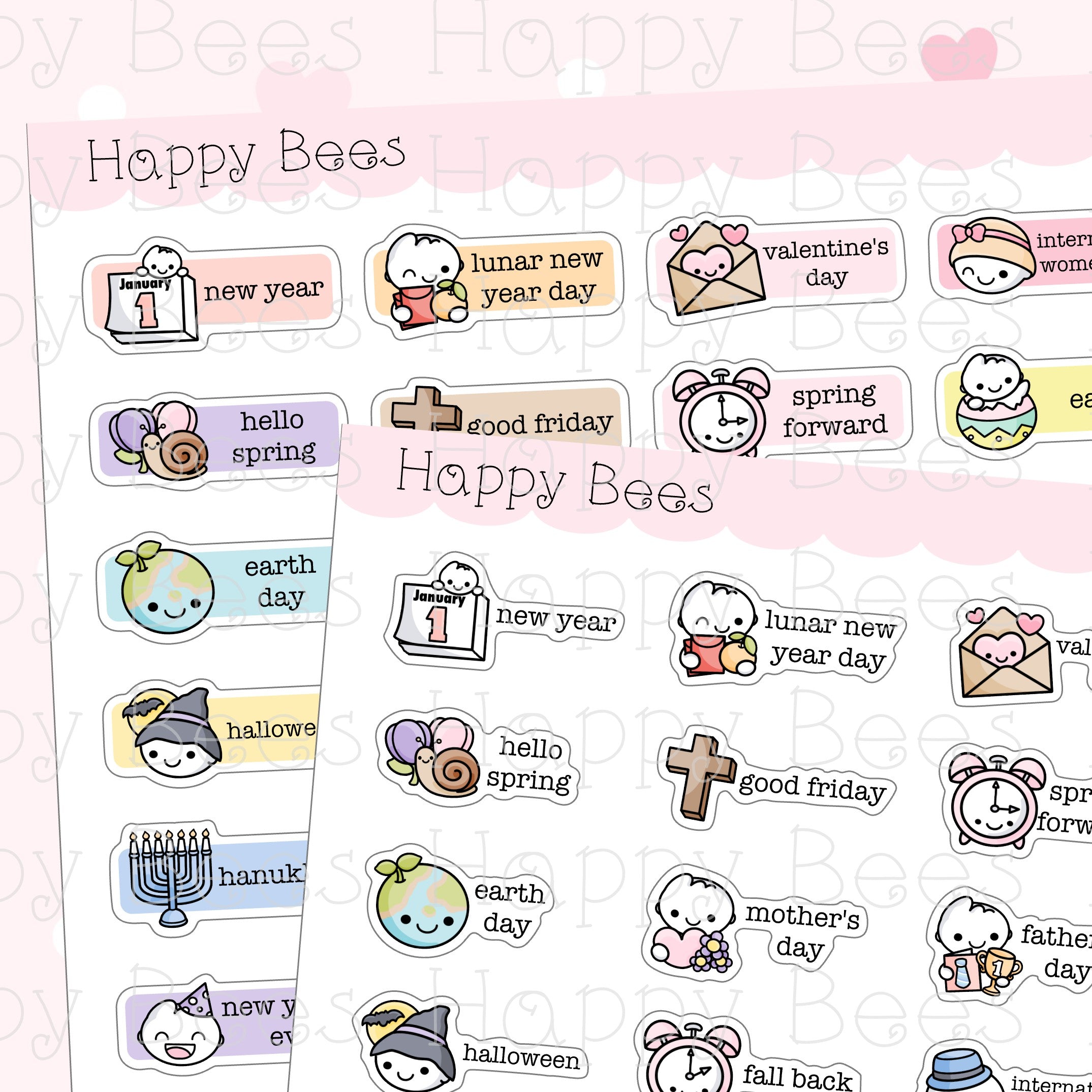 General Holidays - Cute Functional Doodles Planner Stickers D10649