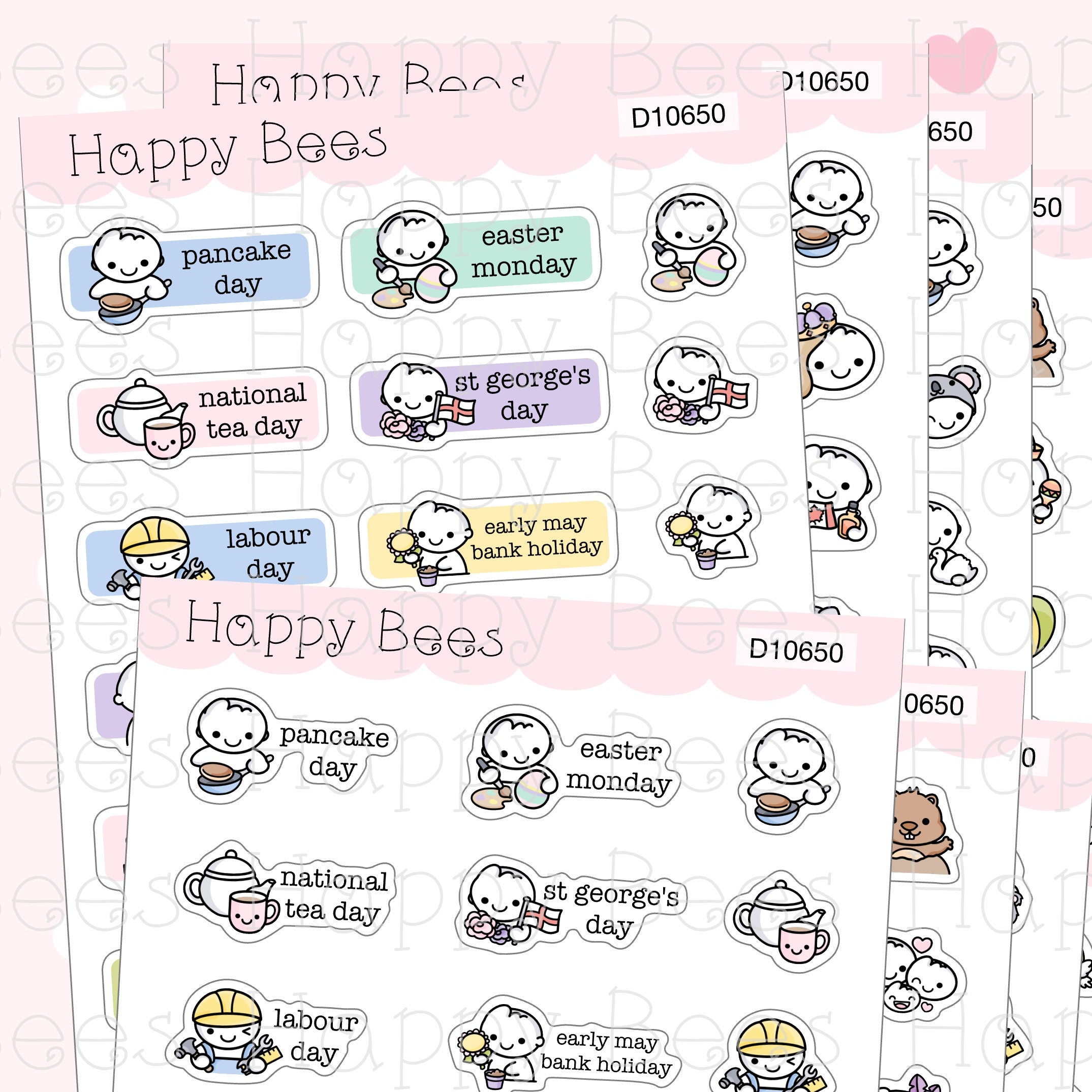 Supplemental Holidays - UK US Australia Canada Cute Functional Planner Stickers D10650
