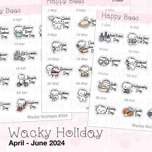 Wacky Holiday Doodles / April to June 2024 - Cute Journal Planner Stickers D10654
