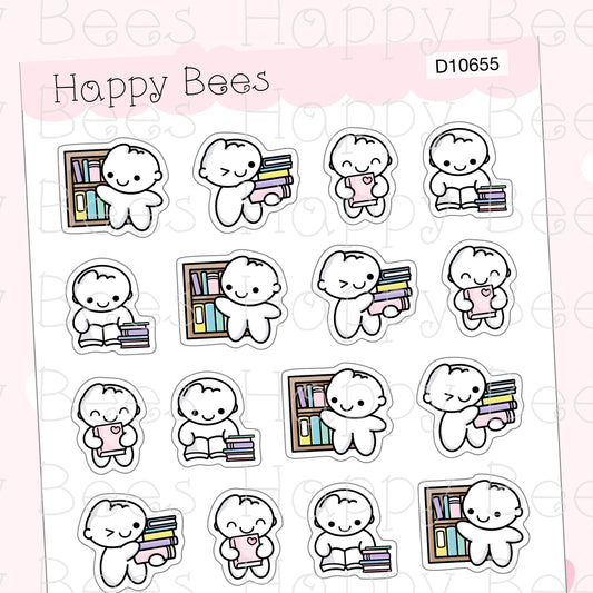 Library Day Doodles - Cute Reading Books Planner Stickers D10655