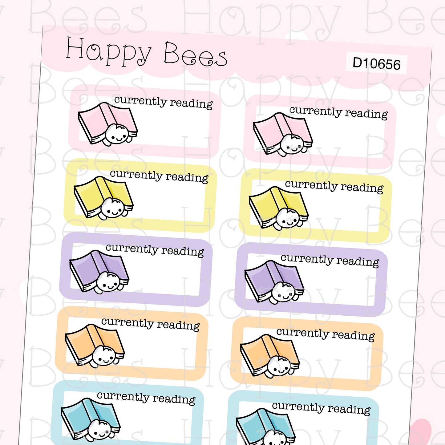 Currently Reading Boxes - Cute Hobonichi Cousin Books Planner Stickers D10656