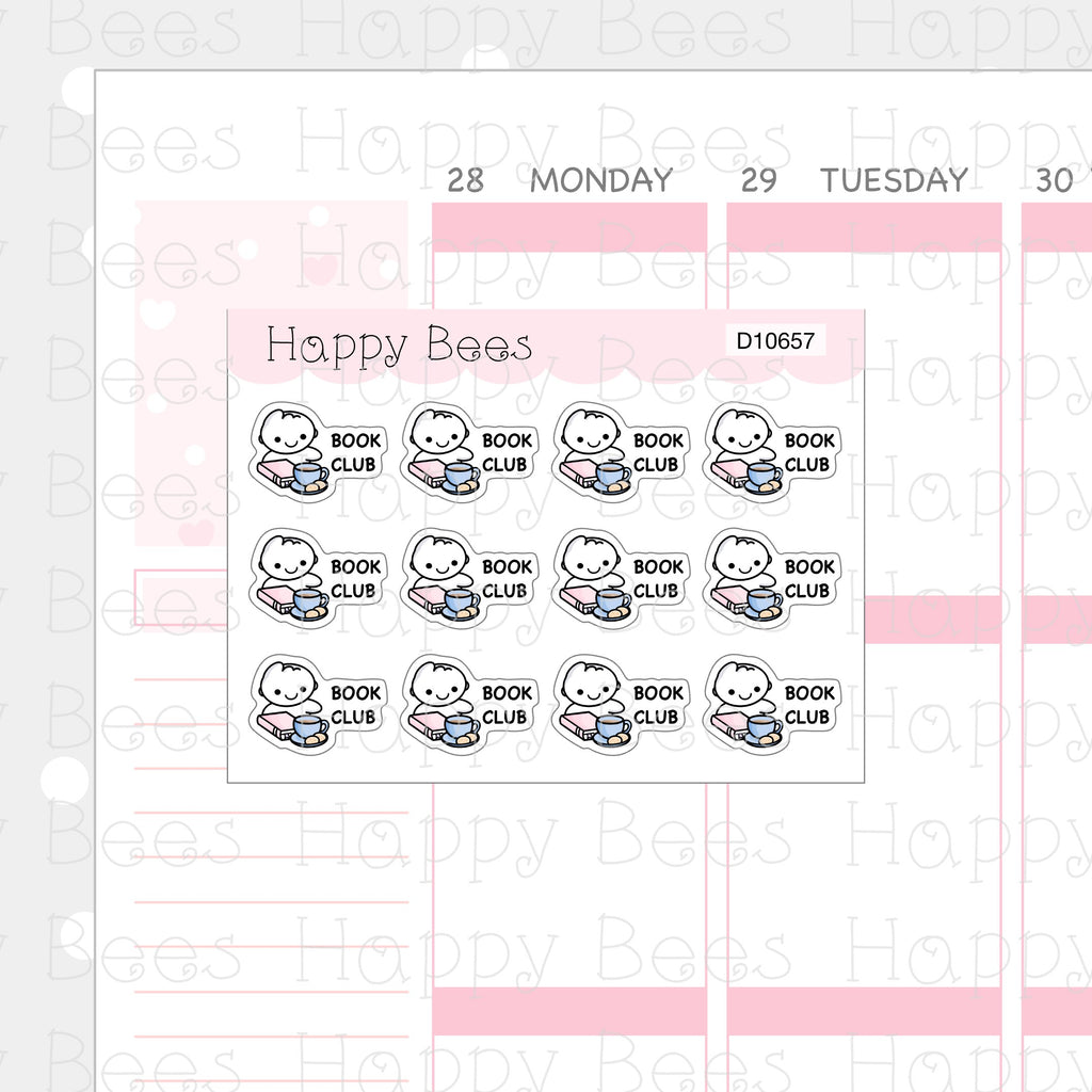 Book Club Doodles - Cute Reading Planner Stickers D10657