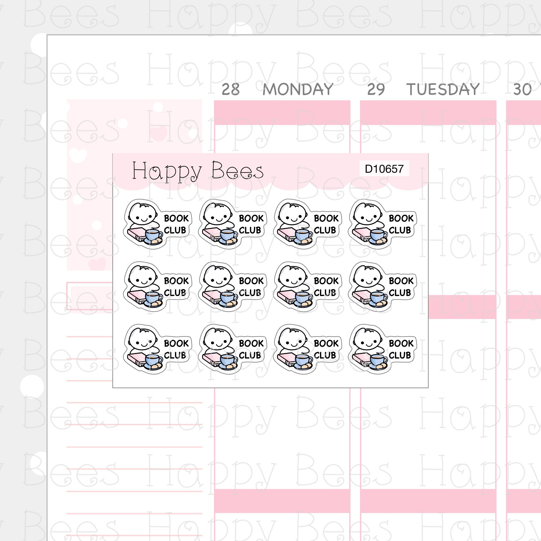 Book Club Doodles - Cute Reading Planner Stickers D10657