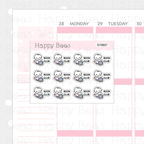 Book Club Doodles - Cute Reading Planner Stickers D10657