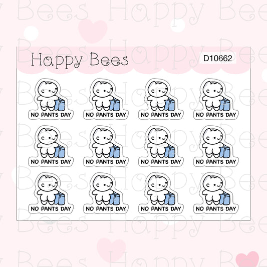 No Pants Day Doodles - Cute Fun Planner Stickers D10662