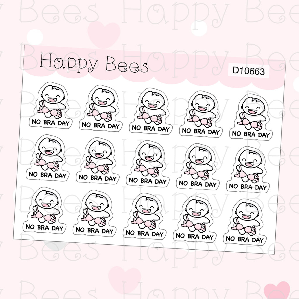 No Bra Day Doodles - Cute Fun Planner Stickers D10663