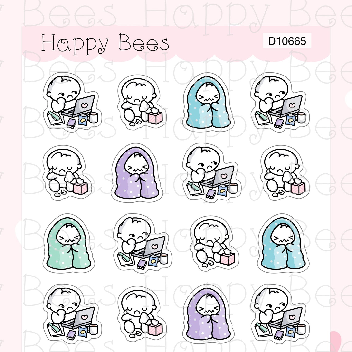 Difficult Days - Cute Doodles Self Care Planner Stickers D10665