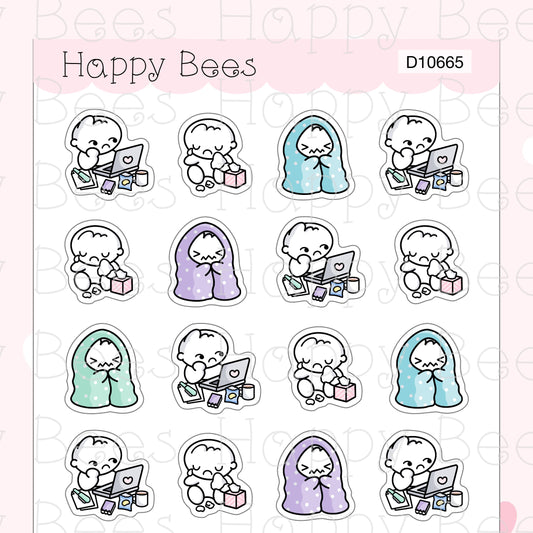 Difficult Days - Cute Doodles Self Care Planner Stickers D10665