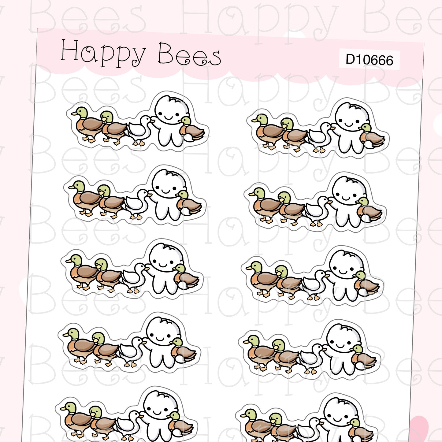 Get Your Ducks in a Row Dividers - Cute Doodles Hobonichi Cousin Planner Stickers D10666