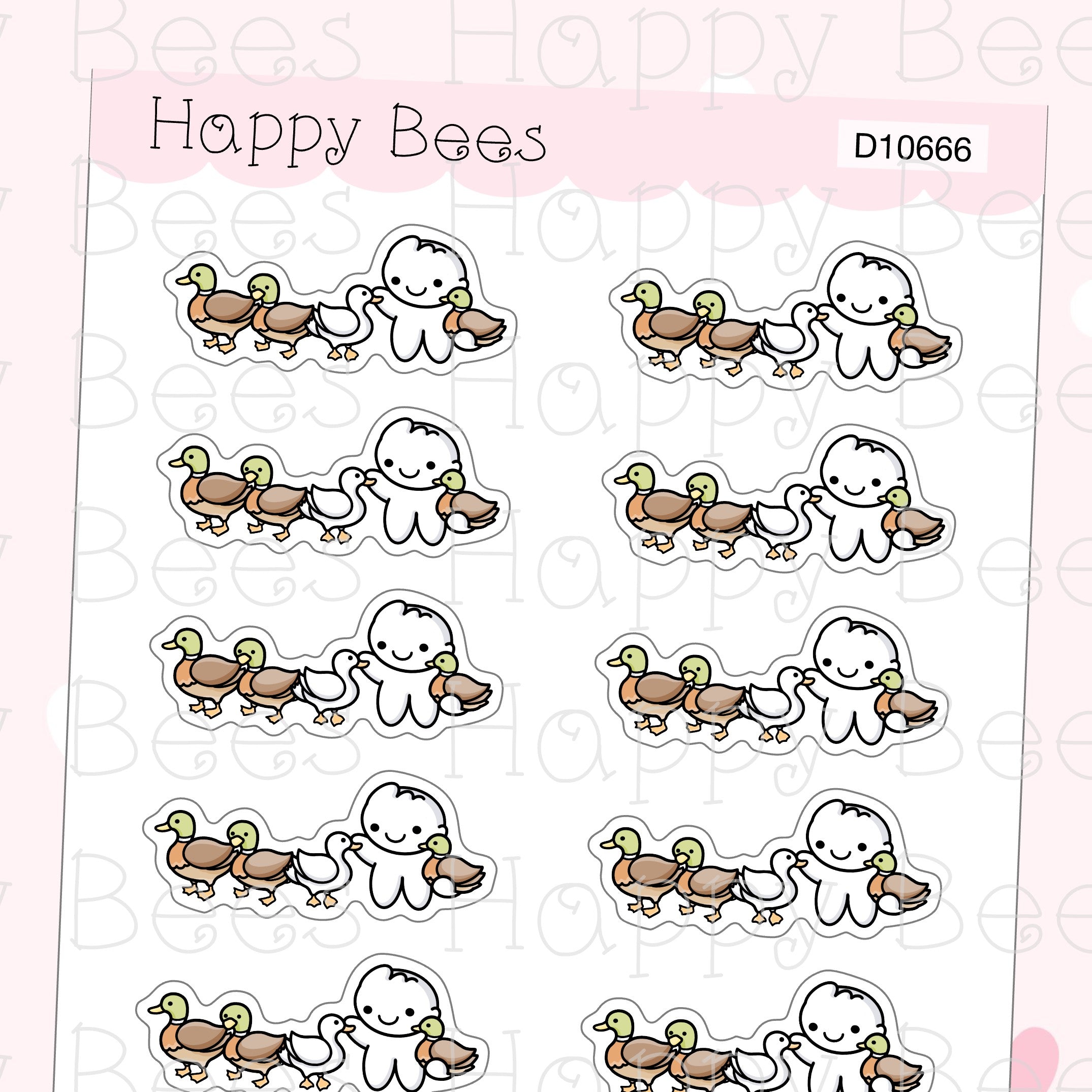 Get Your Ducks in a Row Dividers - Cute Doodles Hobonichi Cousin Planner Stickers D10666