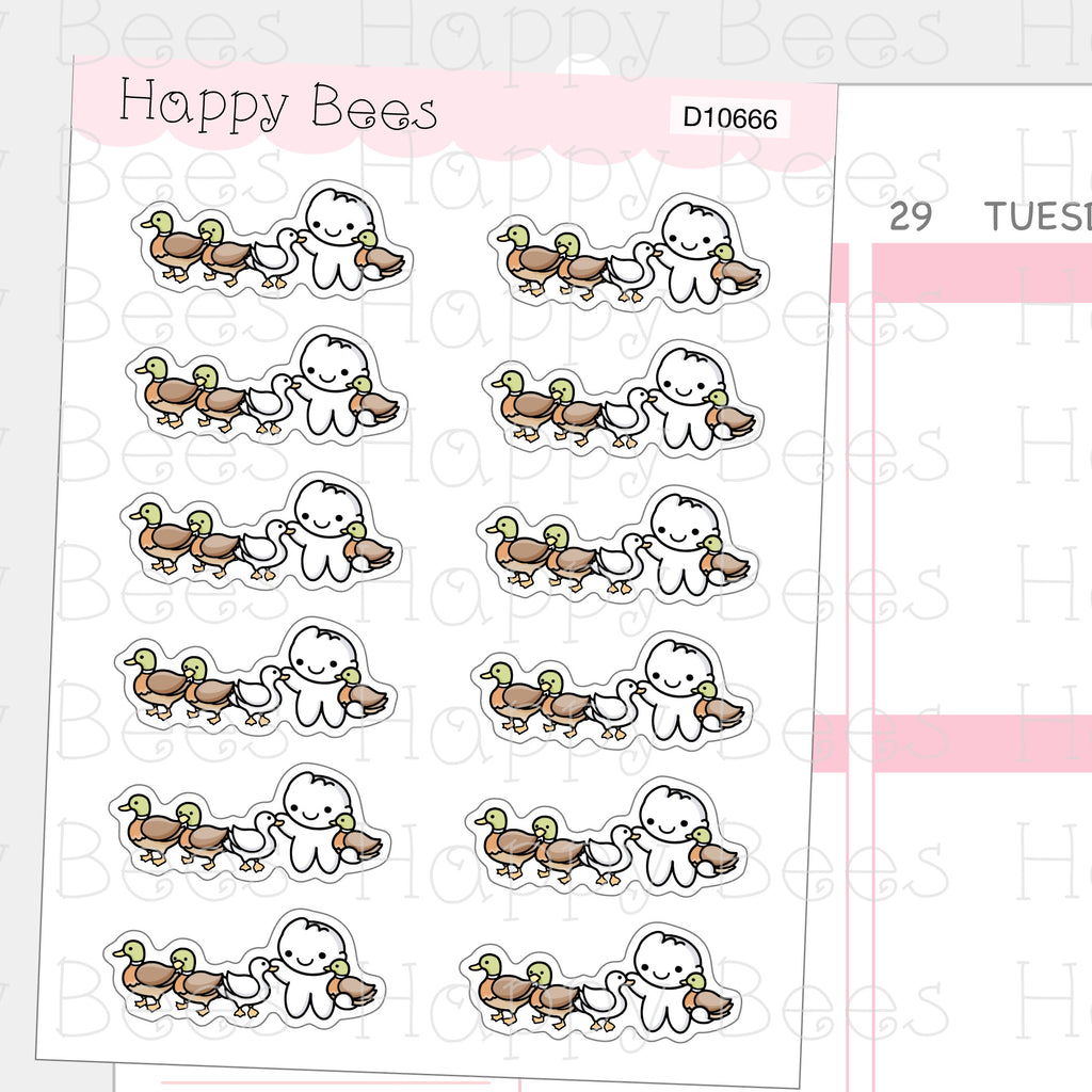 Get Your Ducks in a Row Dividers - Cute Doodles Hobonichi Cousin Planner Stickers D10666