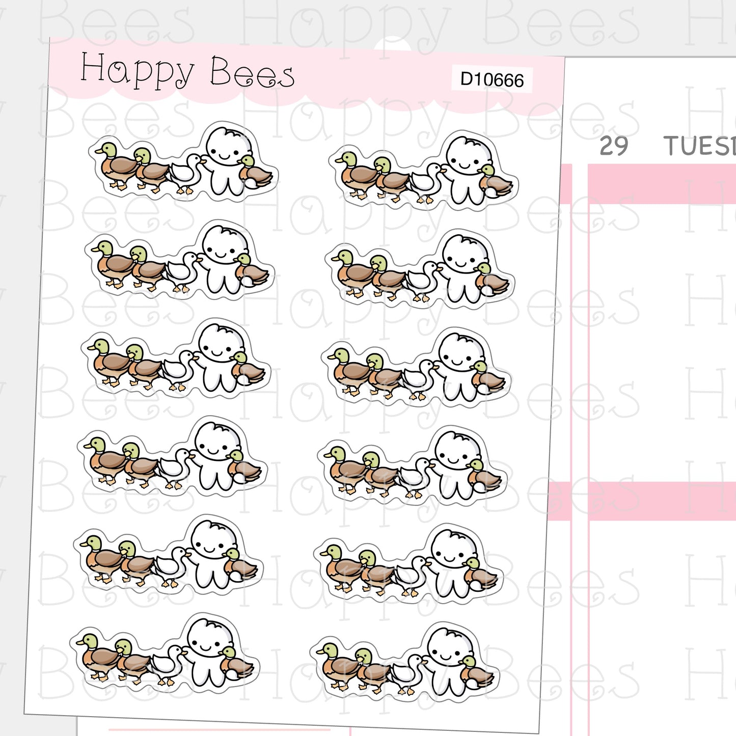 Get Your Ducks in a Row Dividers - Cute Doodles Hobonichi Cousin Planner Stickers D10666