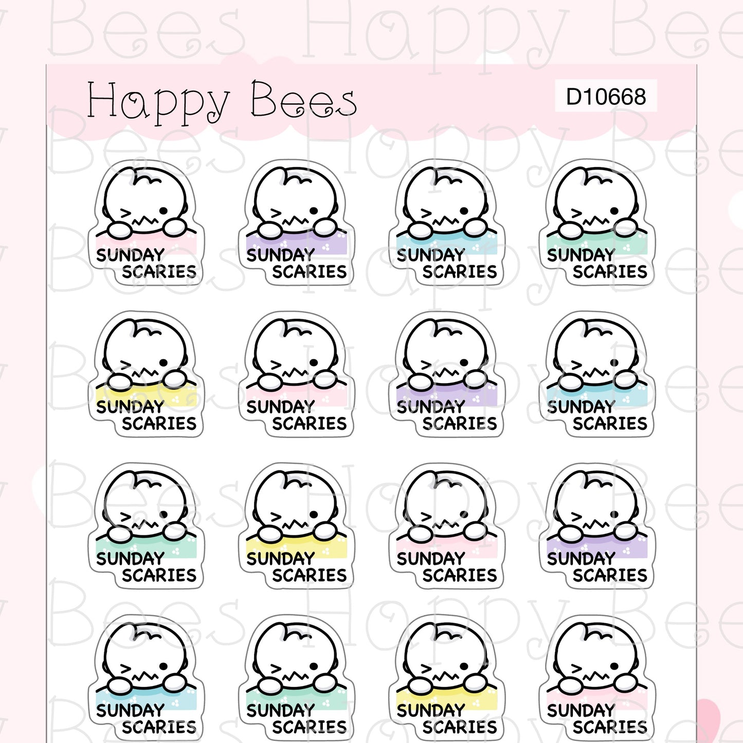 Sunday Scaries - Cute Doodles Self Care Planner Stickers D10668